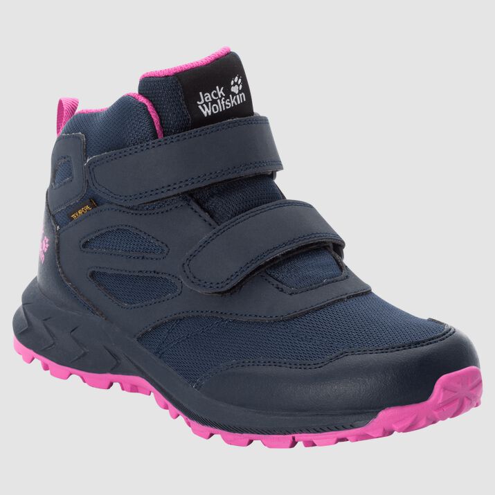 Botas Senderismo Jack Wolfskin Woodland Texapore Mid Vc Niños Azules/Rosas Mexico-5346721